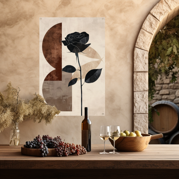 Sepia Roos met Art Deco Invloeden tuinposter