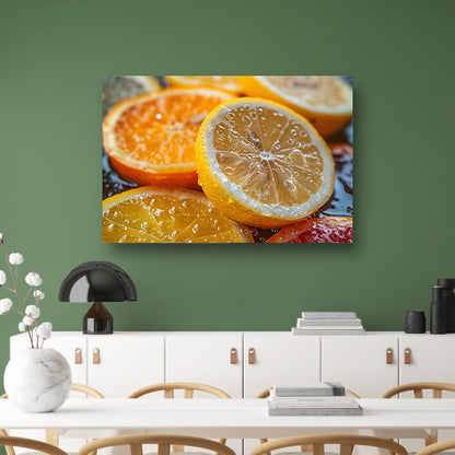 Citroenen en sinaasappels op snijplank canvas