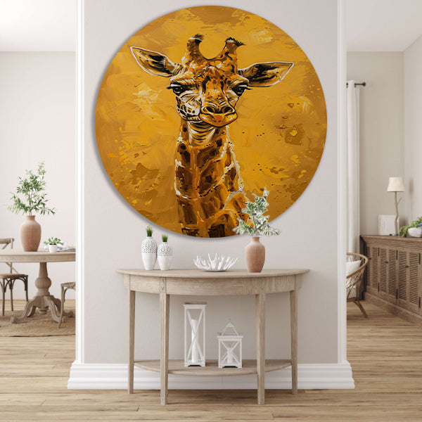 Minimalistisch Giraffe Schilderij voor Modern Interieur aluminium muurcirkel