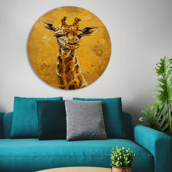 Minimalistisch Giraffe Schilderij voor Modern Interieur aluminium muurcirkel