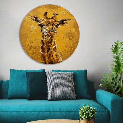 Minimalistisch Giraffe Schilderij voor Modern Interieur aluminium muurcirkel