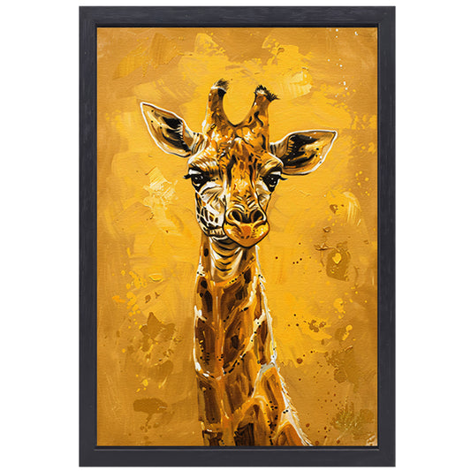 Minimalistisch Giraffe Schilderij voor Modern Interieur canvas met baklijst