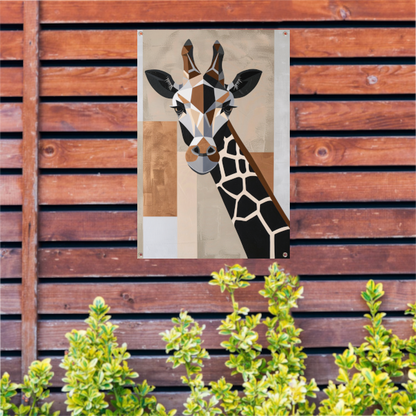 Geometrische giraffe in minimalistische stijl tuinposter