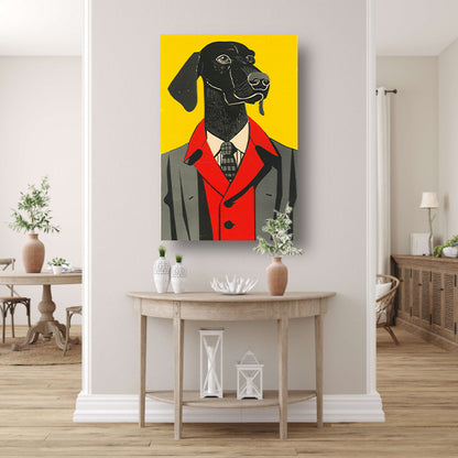 Modern Hond in Pak Kunstwerk canvas