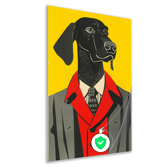 Modern Hond in Pak Kunstwerk poster