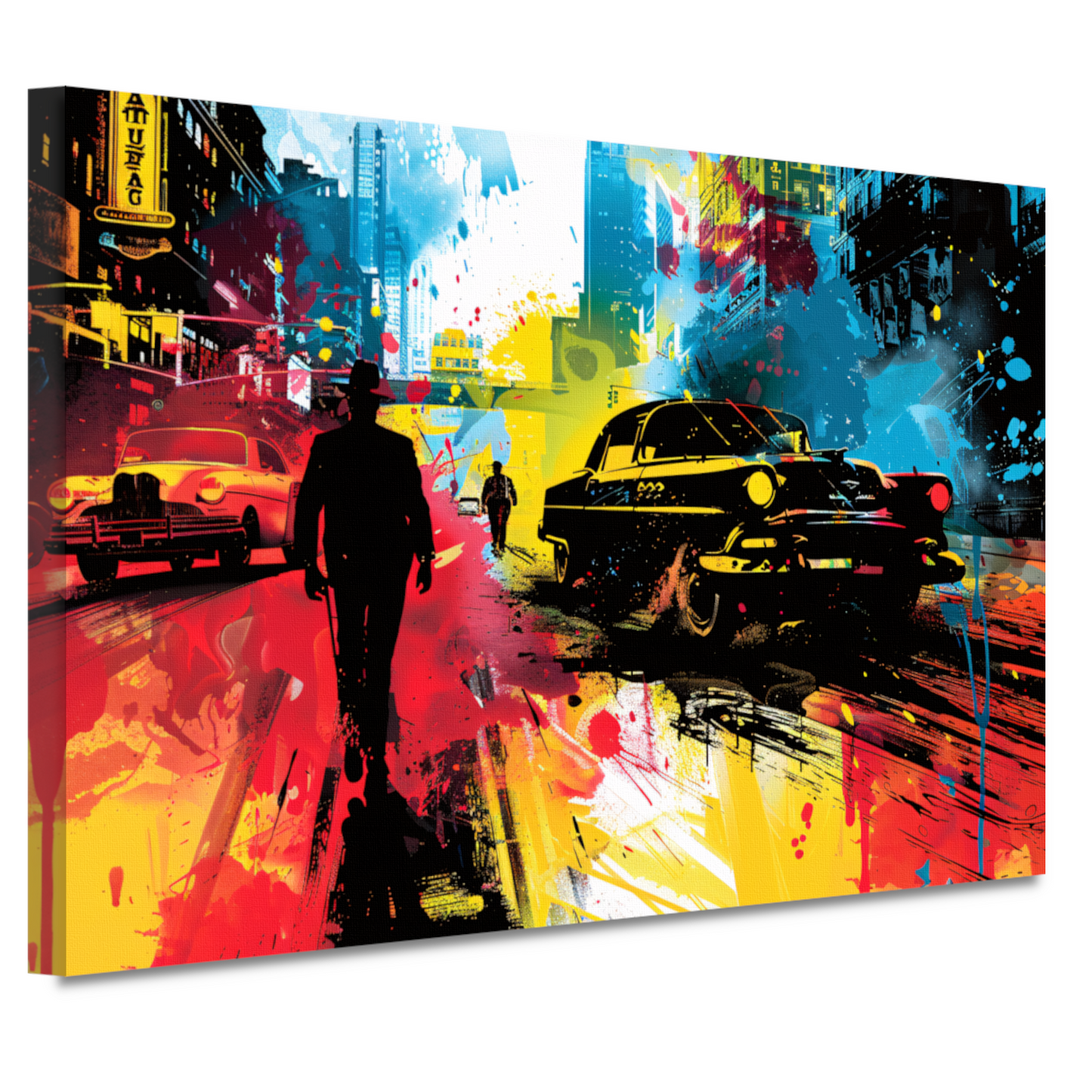 Dynamisch Stadsgezicht met Kleureplosies canvas