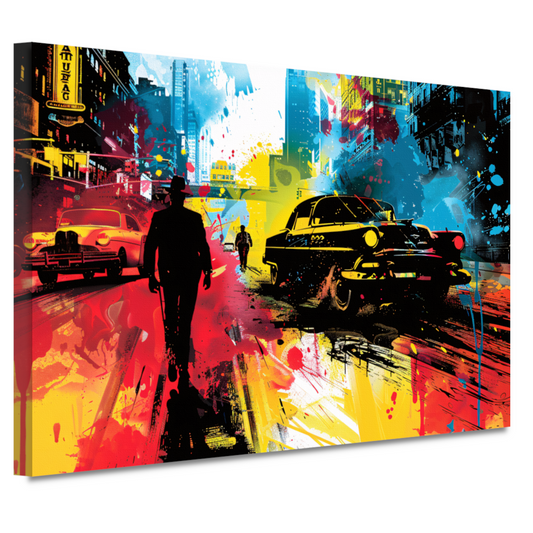 Dynamisch Stadsgezicht met Kleureplosies canvas