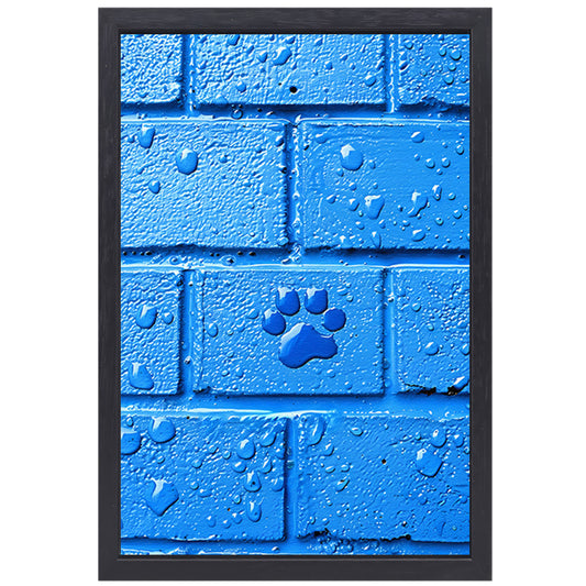 Blauwe Muur met Pootafdruk canvas met baklijst