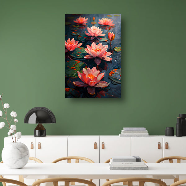 van Roze Waterlelies in een Vijver canvas