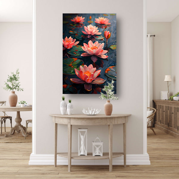 van Roze Waterlelies in een Vijver canvas