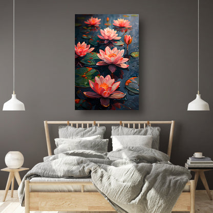 van Roze Waterlelies in een Vijver canvas