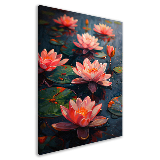 van Roze Waterlelies in een Vijver canvas