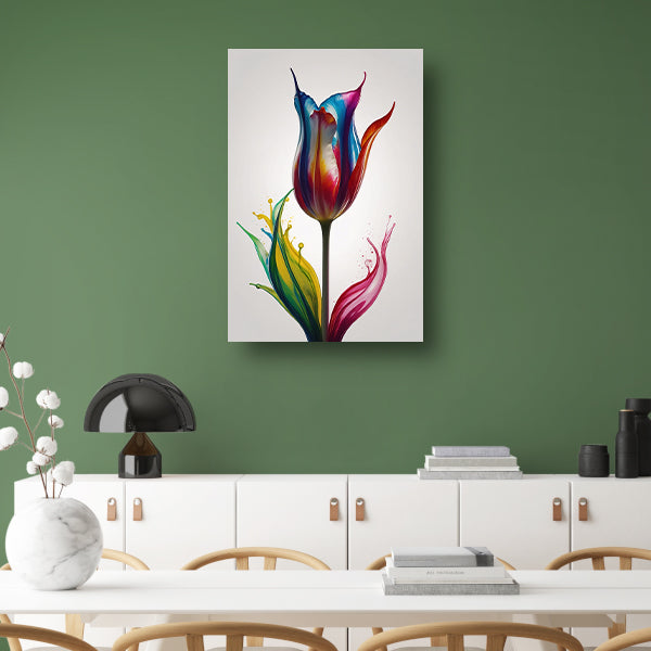 Moderne Kleurrijke Tulp in Vloeibare Stijl canvas