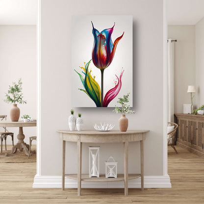 Moderne Kleurrijke Tulp in Vloeibare Stijl canvas