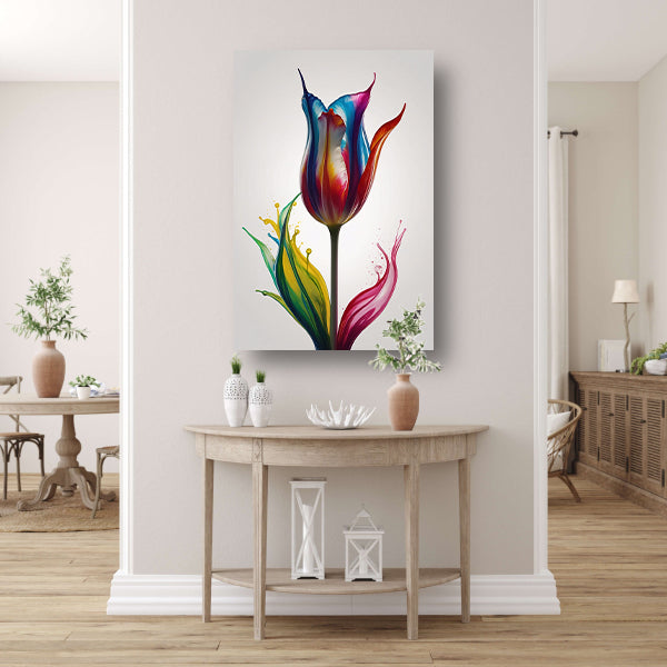 Moderne Kleurrijke Tulp in Vloeibare Stijl poster