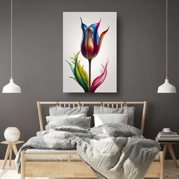 Moderne Kleurrijke Tulp in Vloeibare Stijl canvas