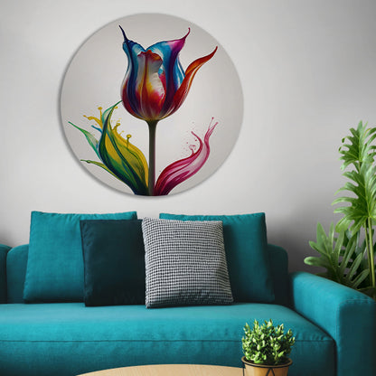 Moderne Kleurrijke Tulp in Vloeibare Stijl forex muurcirkel