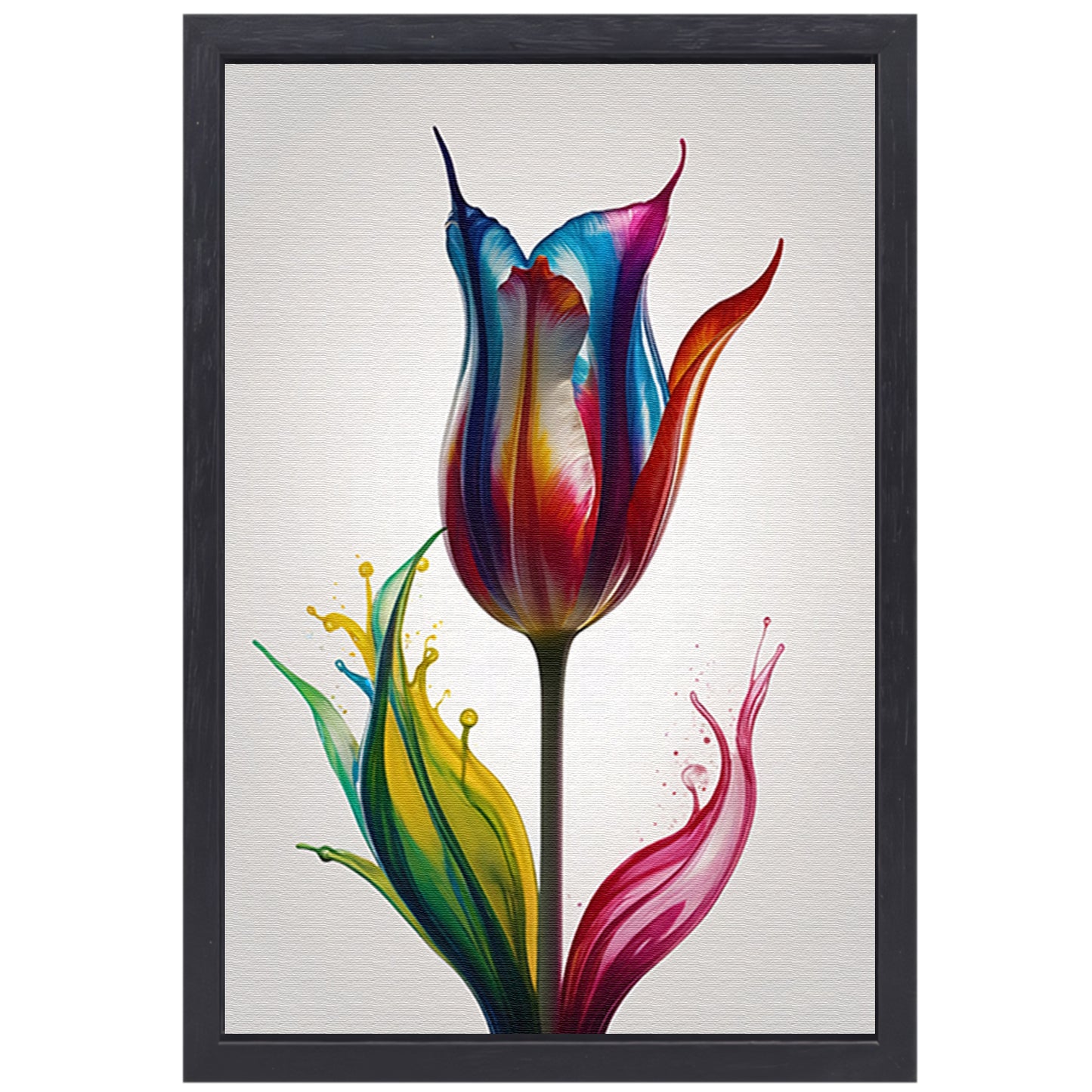 Moderne Kleurrijke Tulp in Vloeibare Stijl canvas met baklijst