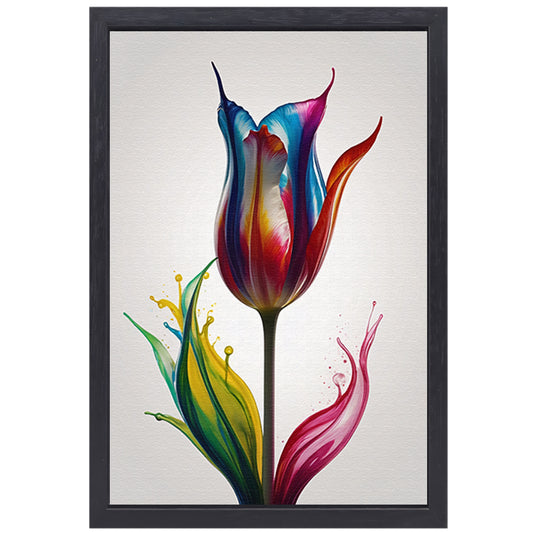 Moderne Kleurrijke Tulp in Vloeibare Stijl canvas met baklijst