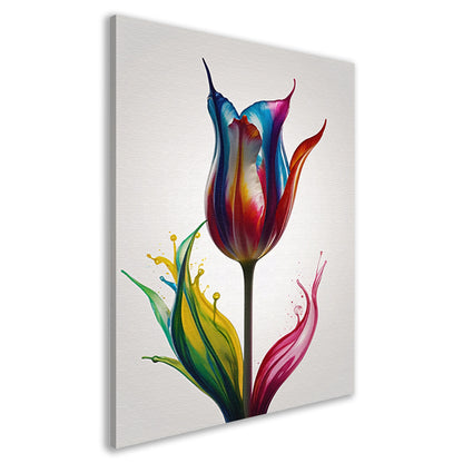 Moderne Kleurrijke Tulp in Vloeibare Stijl canvas