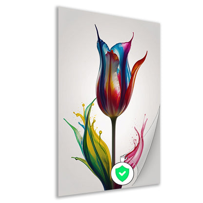 Moderne Kleurrijke Tulp in Vloeibare Stijl poster