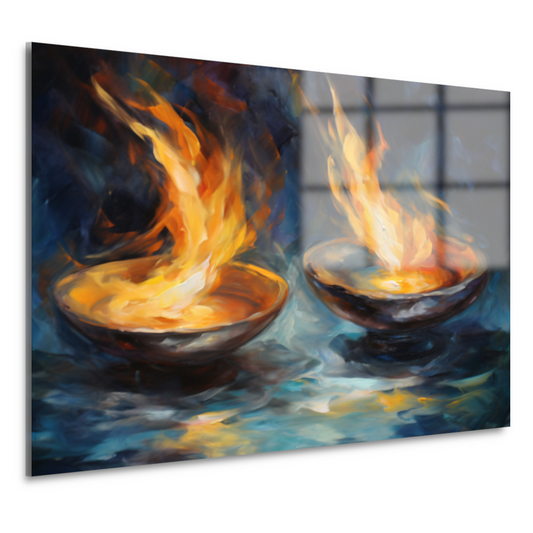 Vurige symfonie in kleurrijke schalen acrylglas