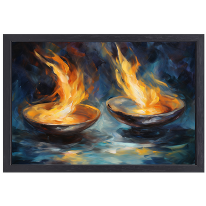 Vurige symfonie in kleurrijke schalen canvas met baklijst