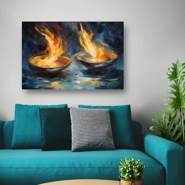 Vurige symfonie in kleurrijke schalen acrylglas