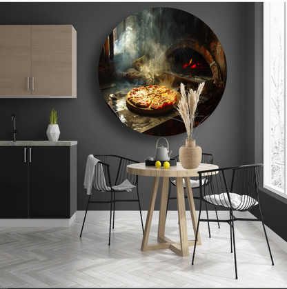 Huisgemaakte pizza in traditionele oven forex muurcirkel