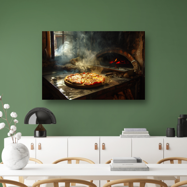 Huisgemaakte pizza in traditionele oven canvas