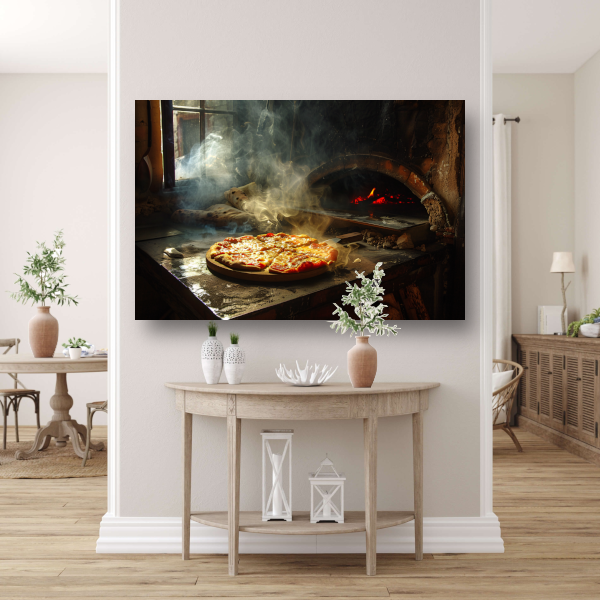 Huisgemaakte pizza in traditionele oven canvas
