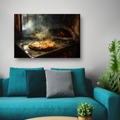 Huisgemaakte pizza in traditionele oven canvas