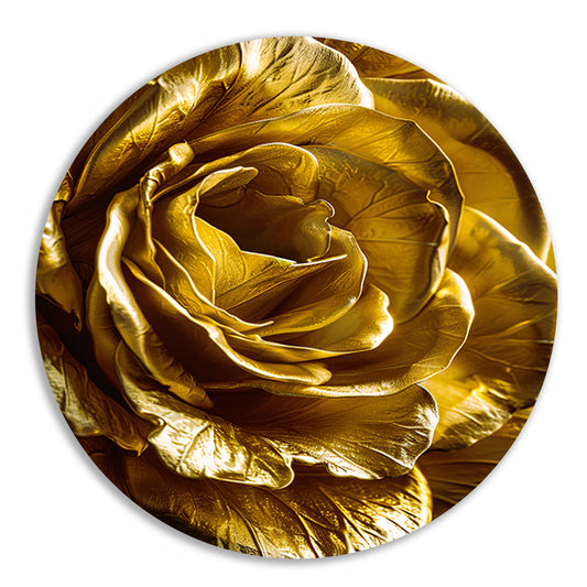 Gouden Gloed van Gedetailleerde Bloemblaadjes aluminium muurcirkel
