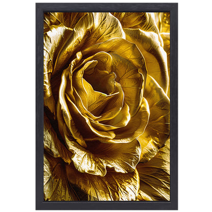 Gouden Gloed van Gedetailleerde Bloemblaadjes canvas met baklijst