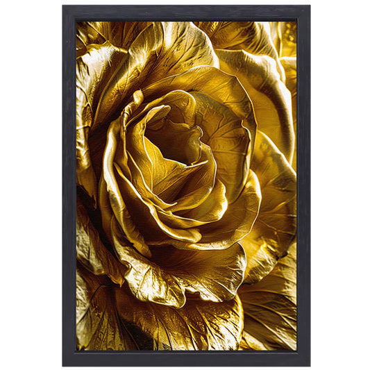 Gouden Gloed van Gedetailleerde Bloemblaadjes canvas met baklijst