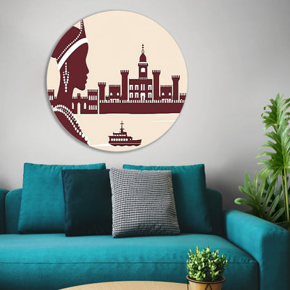 Elegant silhouet van Afrikaanse vrouw met kasteel forex muurcirkel