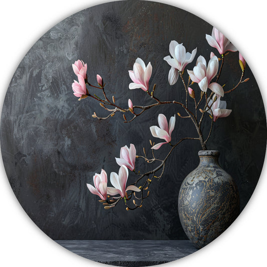Magnolia en Antieke Vaas Stilleven forex muurcirkel