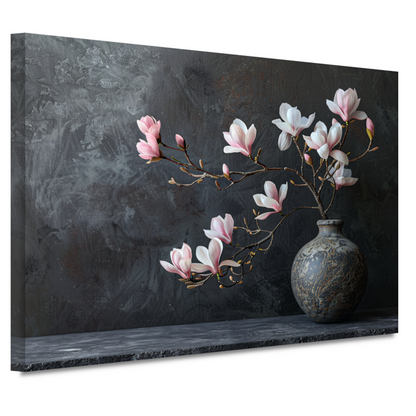 Magnolia en Antieke Vaas Stilleven canvas