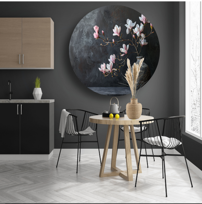 Magnolia en Antieke Vaas Stilleven forex muurcirkel