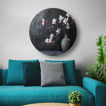 Magnolia en Antieke Vaas Stilleven forex muurcirkel