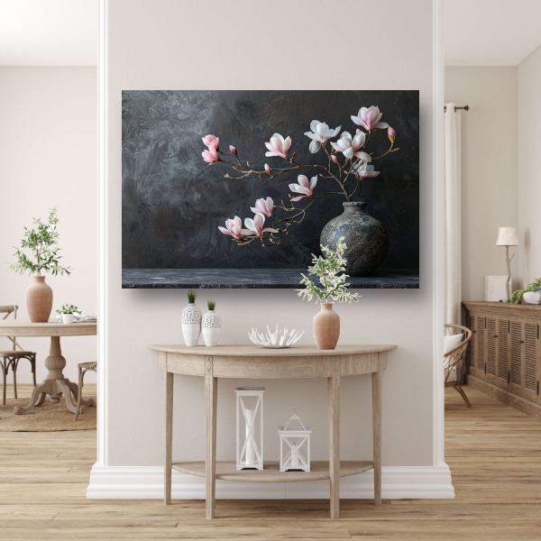 Magnolia en Antieke Vaas Stilleven canvas