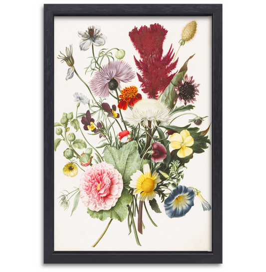 Boeket bloemen uit 1680 canvas met baklijst