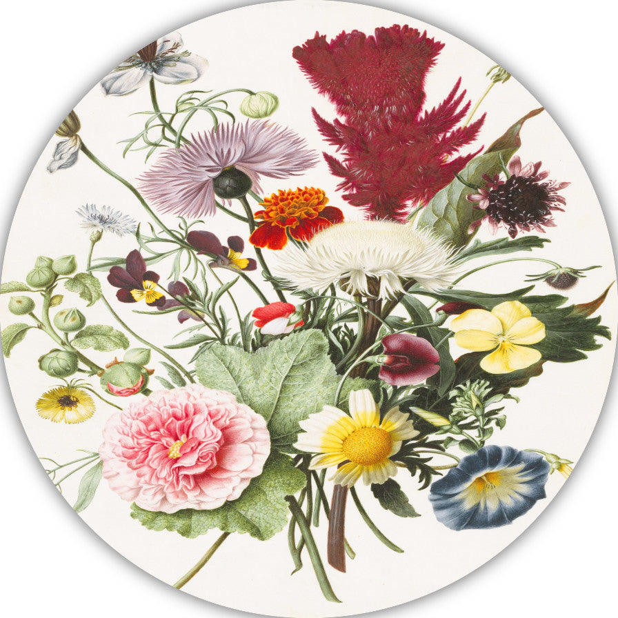 Boeket bloemen uit 1680 aluminium muurcirkel