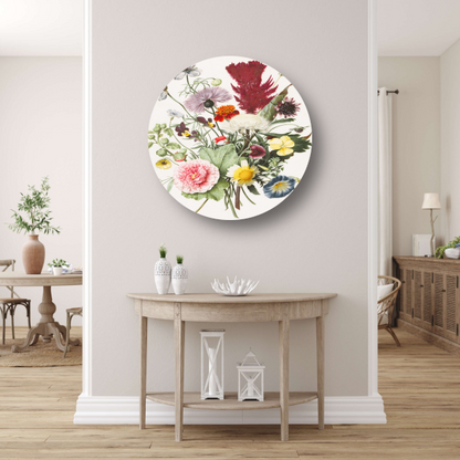 Boeket bloemen uit 1680 aluminium muurcirkel