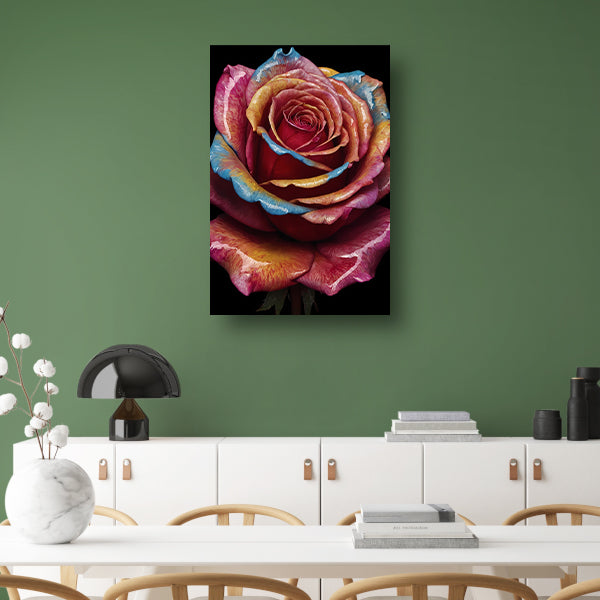 Abstracte explosie van kleurrijke rozenpracht canvas