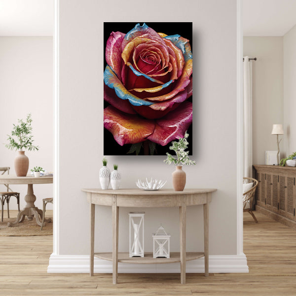 Abstracte explosie van kleurrijke rozenpracht acrylglas