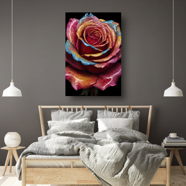 Abstracte explosie van kleurrijke rozenpracht canvas