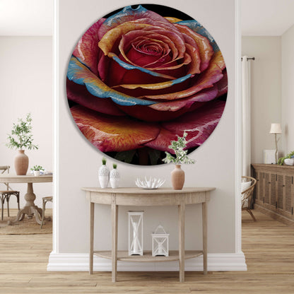 Abstracte explosie van kleurrijke rozenpracht poster