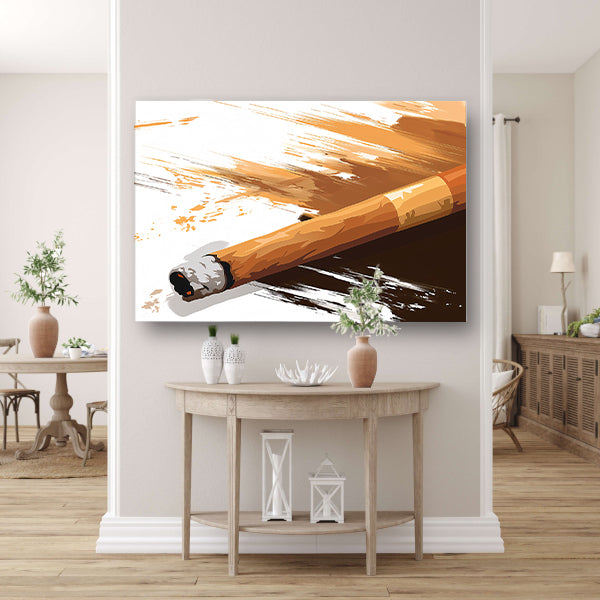 Abstracte sigaar met dynamische penseelstreken   poster