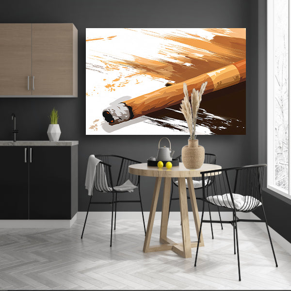 Abstracte sigaar met dynamische penseelstreken   poster